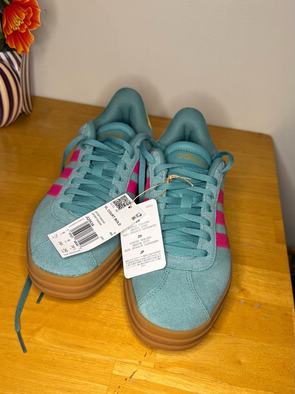 NWT - adidas BL court bold - teal, pink, yellow platform sneaker